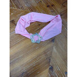 Pink Satin Headband With Rhinestone Crown Embellishment - Adjustable & Stylish H